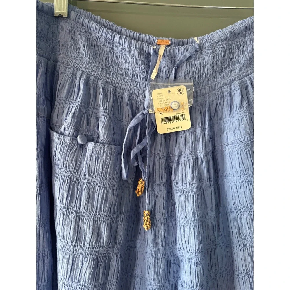 NWT** Free People In Paradise Wide Leg Pant Parachute Misty Dawn Medium Gauze